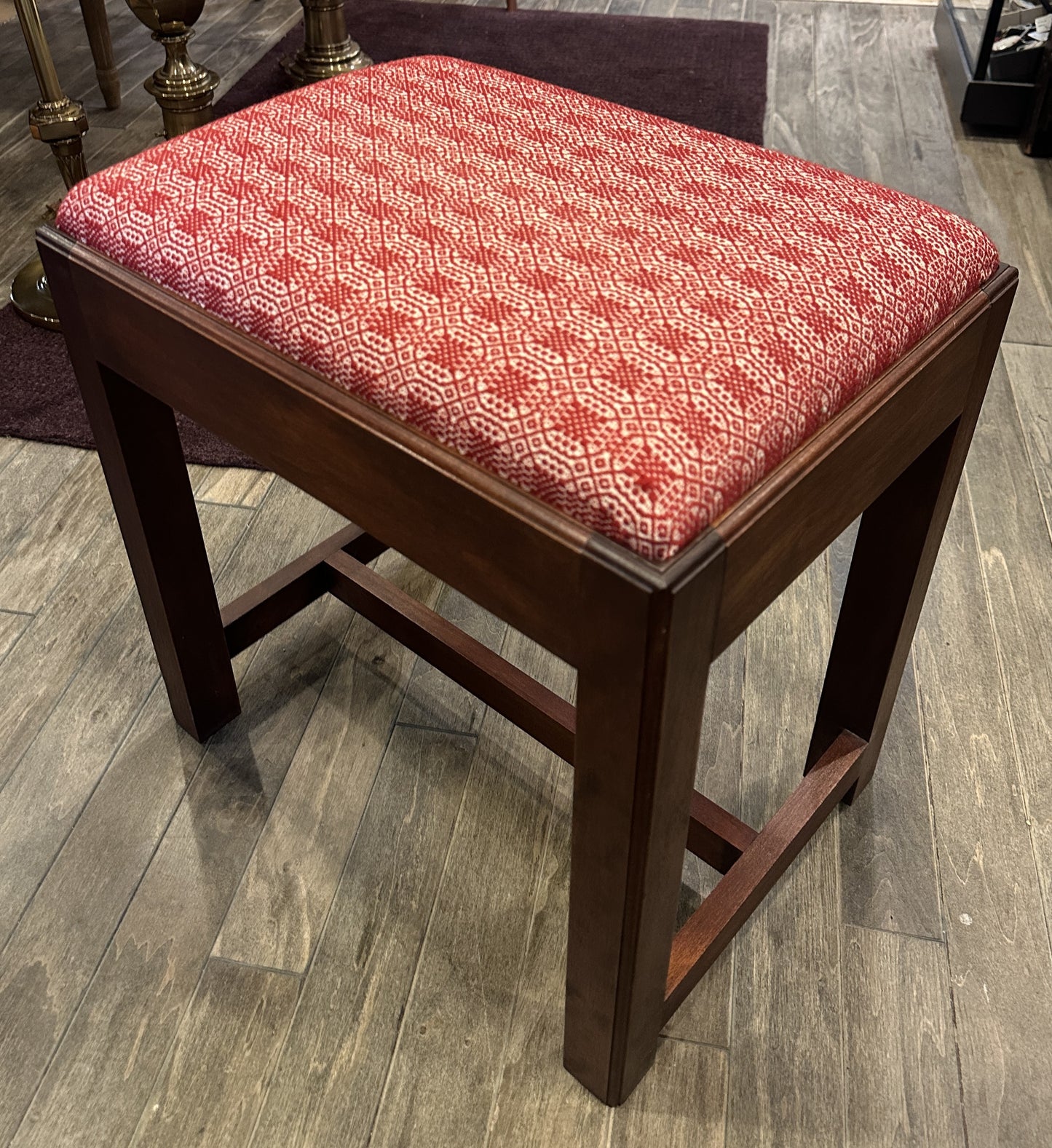 Antique Footstool, Reupholstered (red) (0C400S)