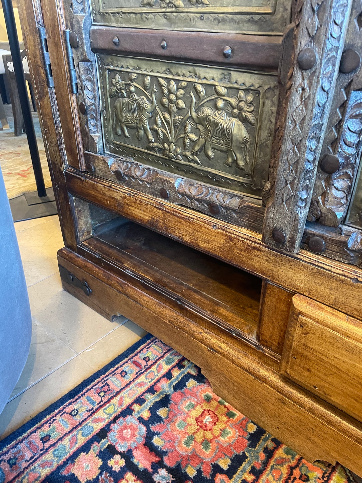 Antique Indian Brass Entry Door Pantry/Cabinet AS IS (0HI002)
