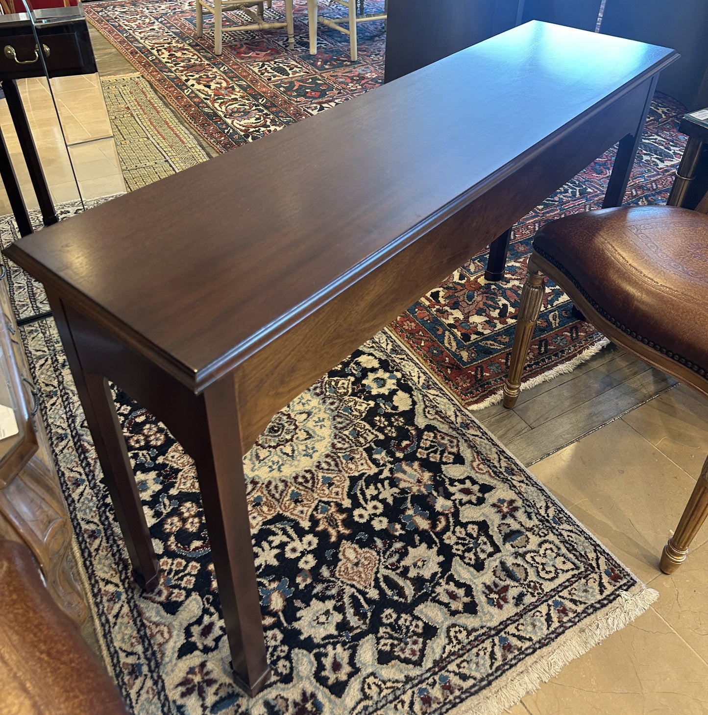 Three Drawer Mahogany Console Table, Unmarked (0C402K)
