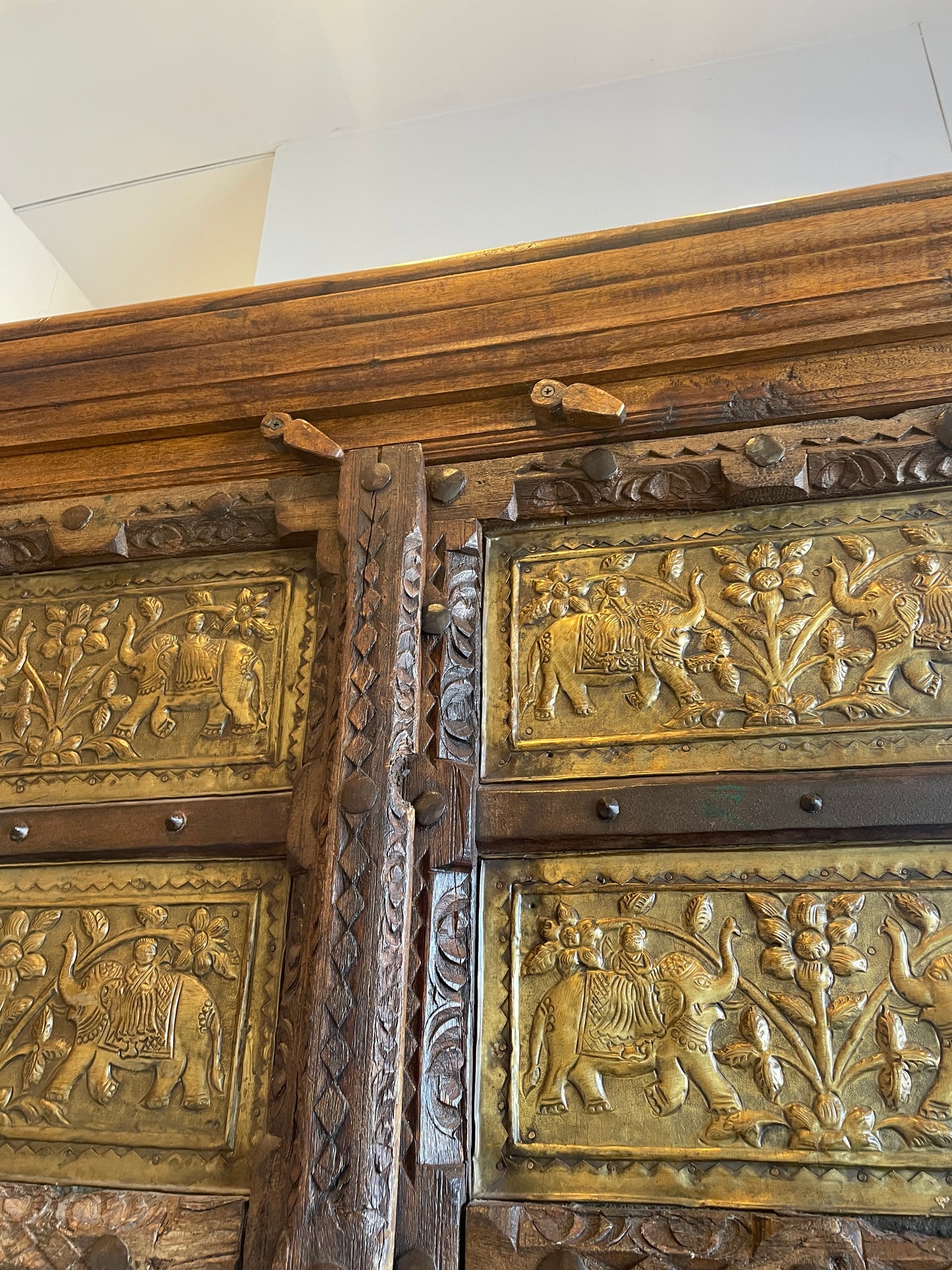 Antique Indian Brass Entry Door Pantry/Cabinet AS IS (0HI002)