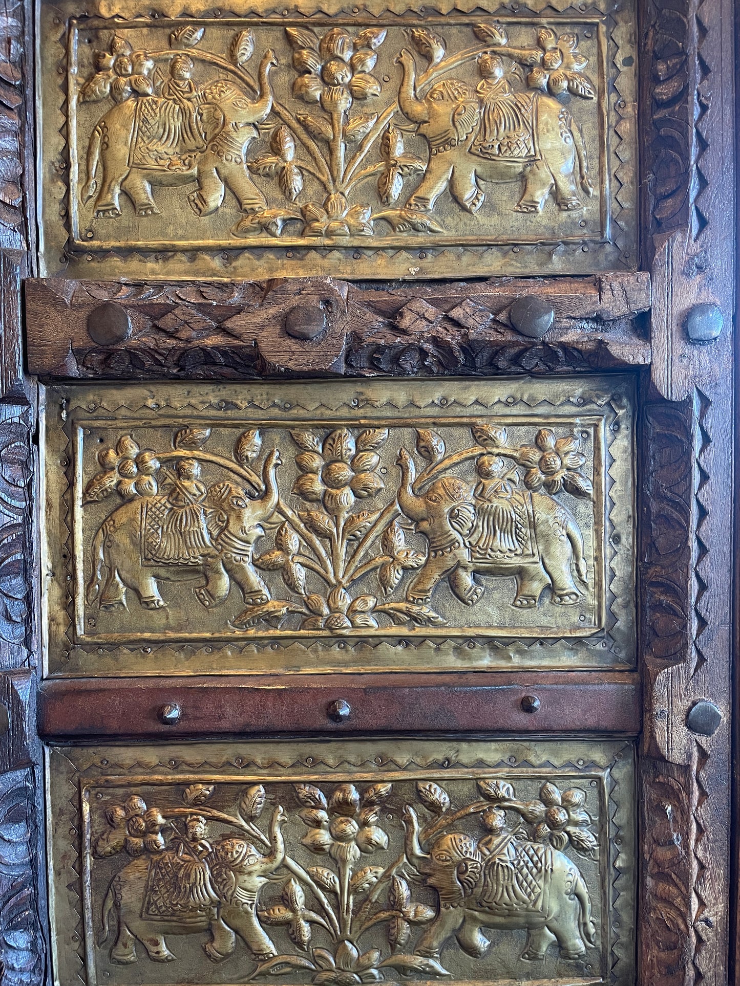 Antique Indian Brass Entry Door Pantry/Cabinet AS IS (0HI002)