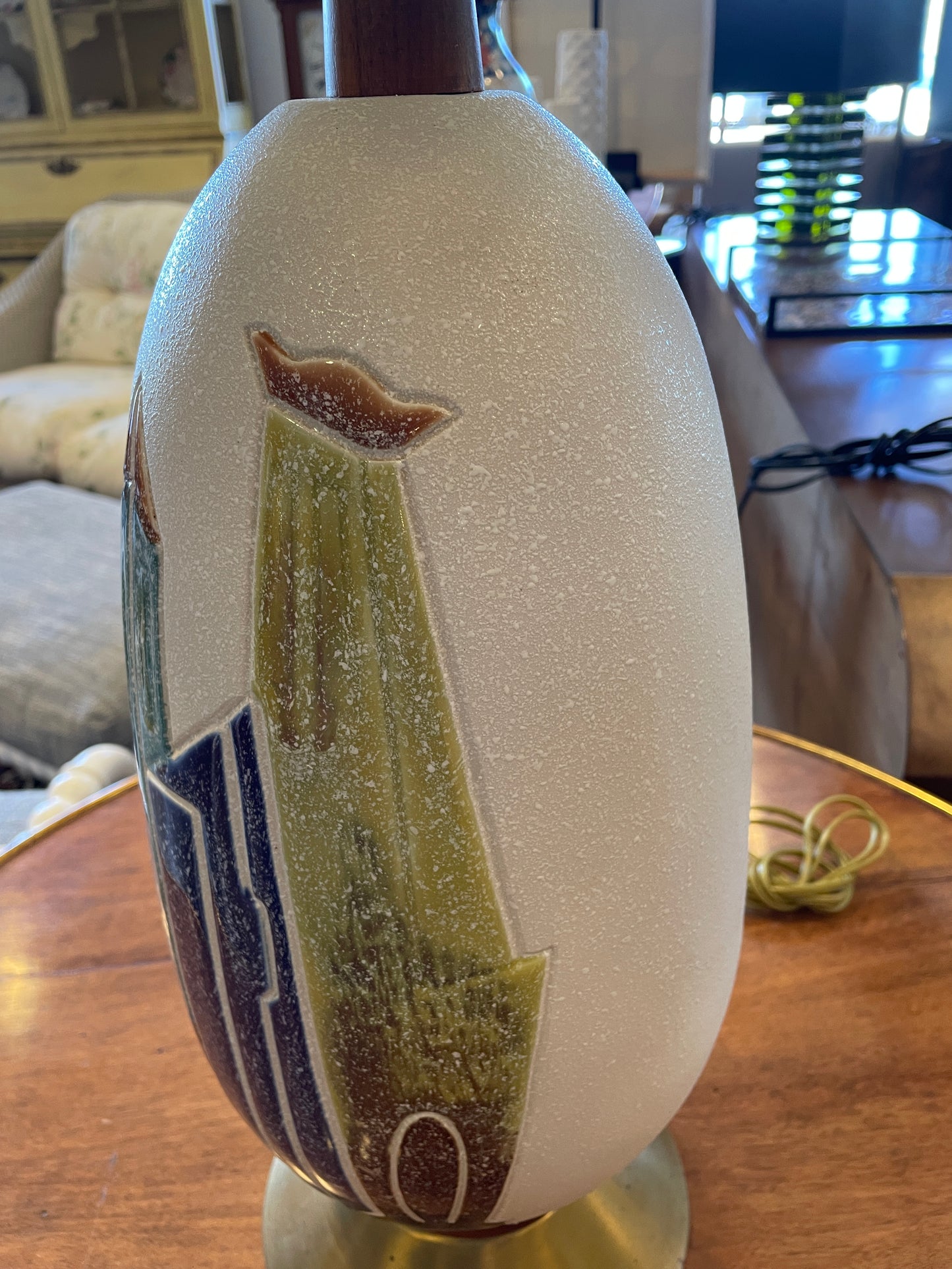 Brutalist Mid Century Glazed Lamp (0OV003)