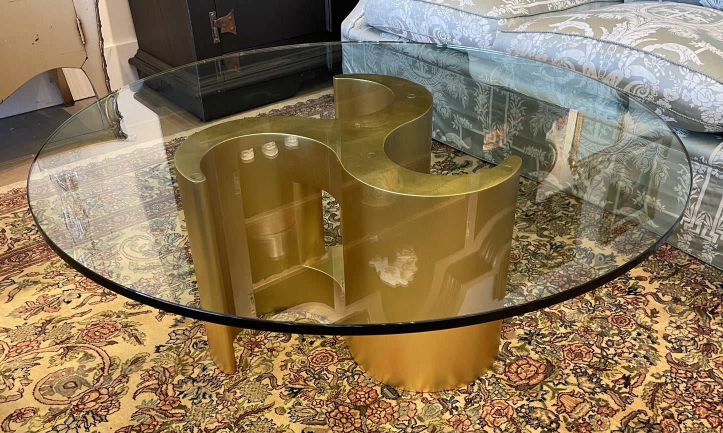Interior Crafts 0609 Gilt Coffee Table with Glass Top (0KP018)