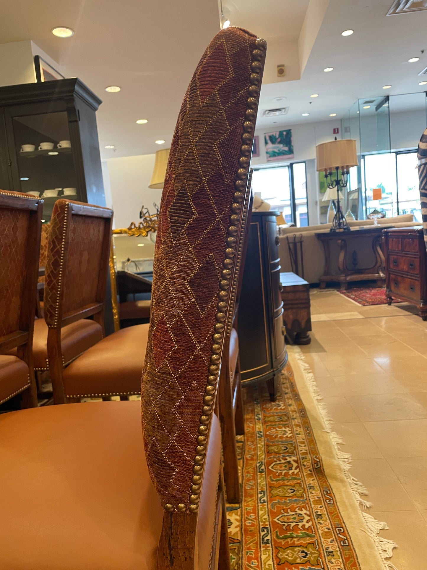 Custom Hacienda Style Dining chairs with leather seat, set of 8 (0ED004)
