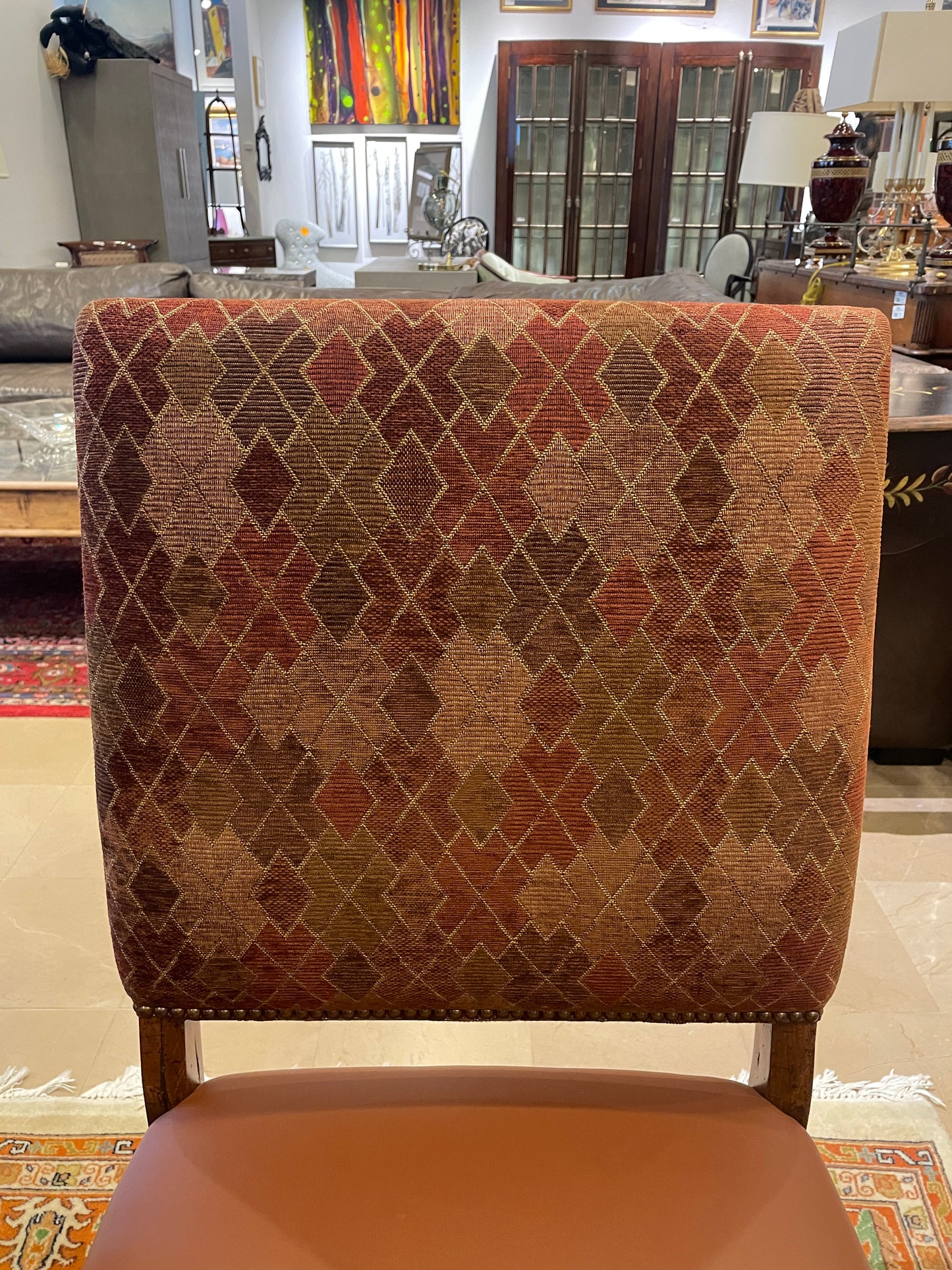 Custom Hacienda Style Dining chairs with leather seat, set of 8 (0ED004)