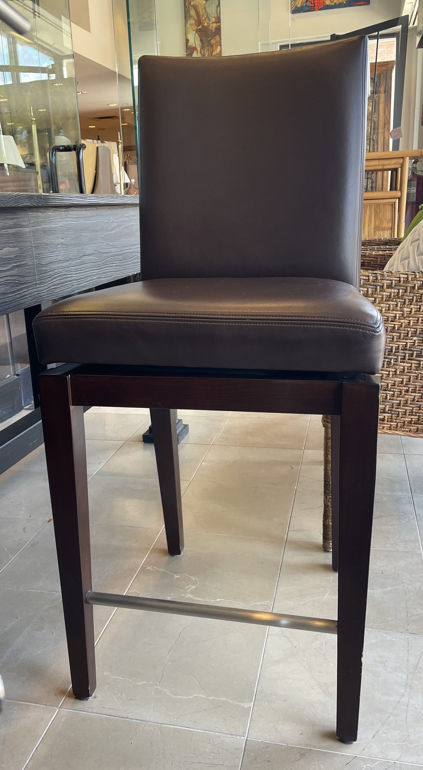 A. Rudin Swivel Stool in Leather (Two available 0OU00L 0OU00M)