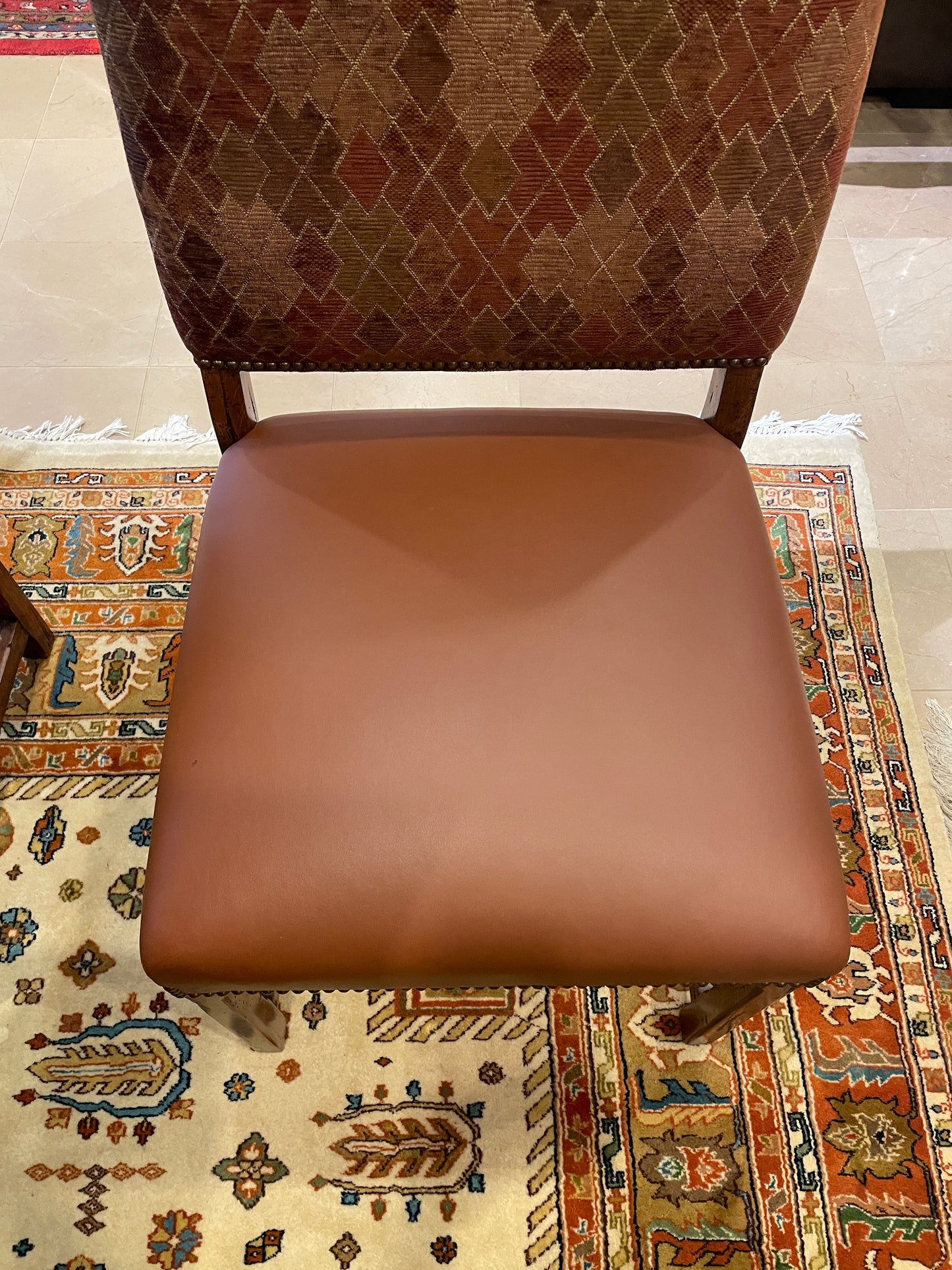 Custom Hacienda Style Dining chairs with leather seat, set of 8 (0ED004)