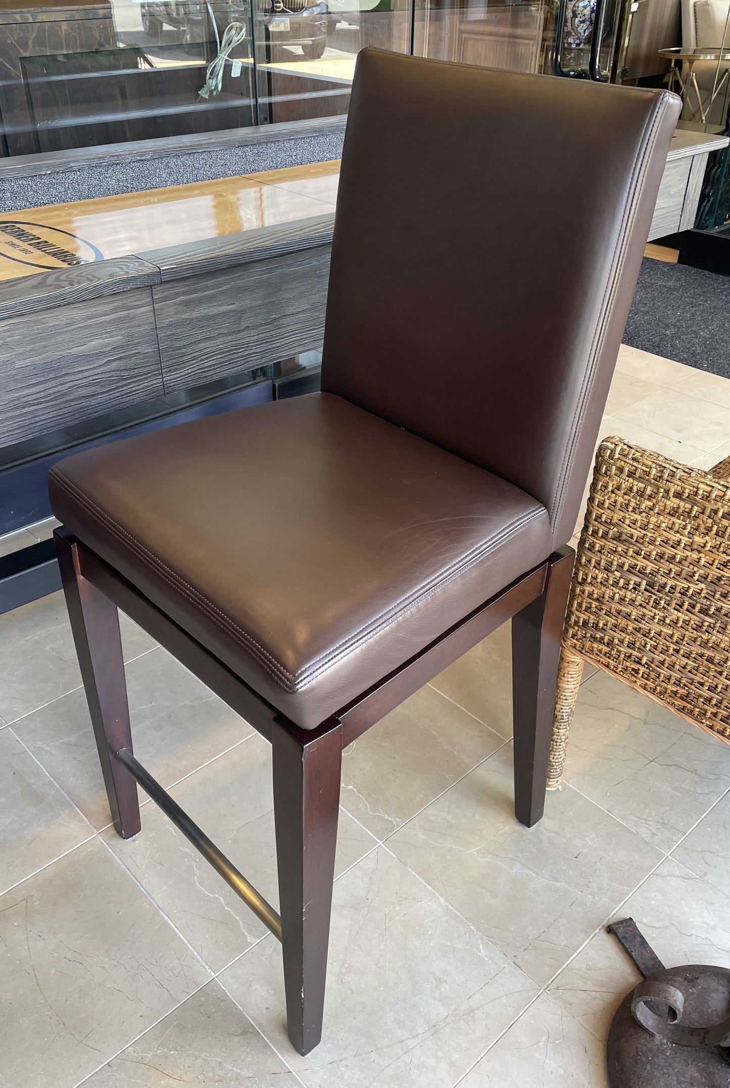 A. Rudin Swivel Stool in Leather (Two available 0OU00L 0OU00M)
