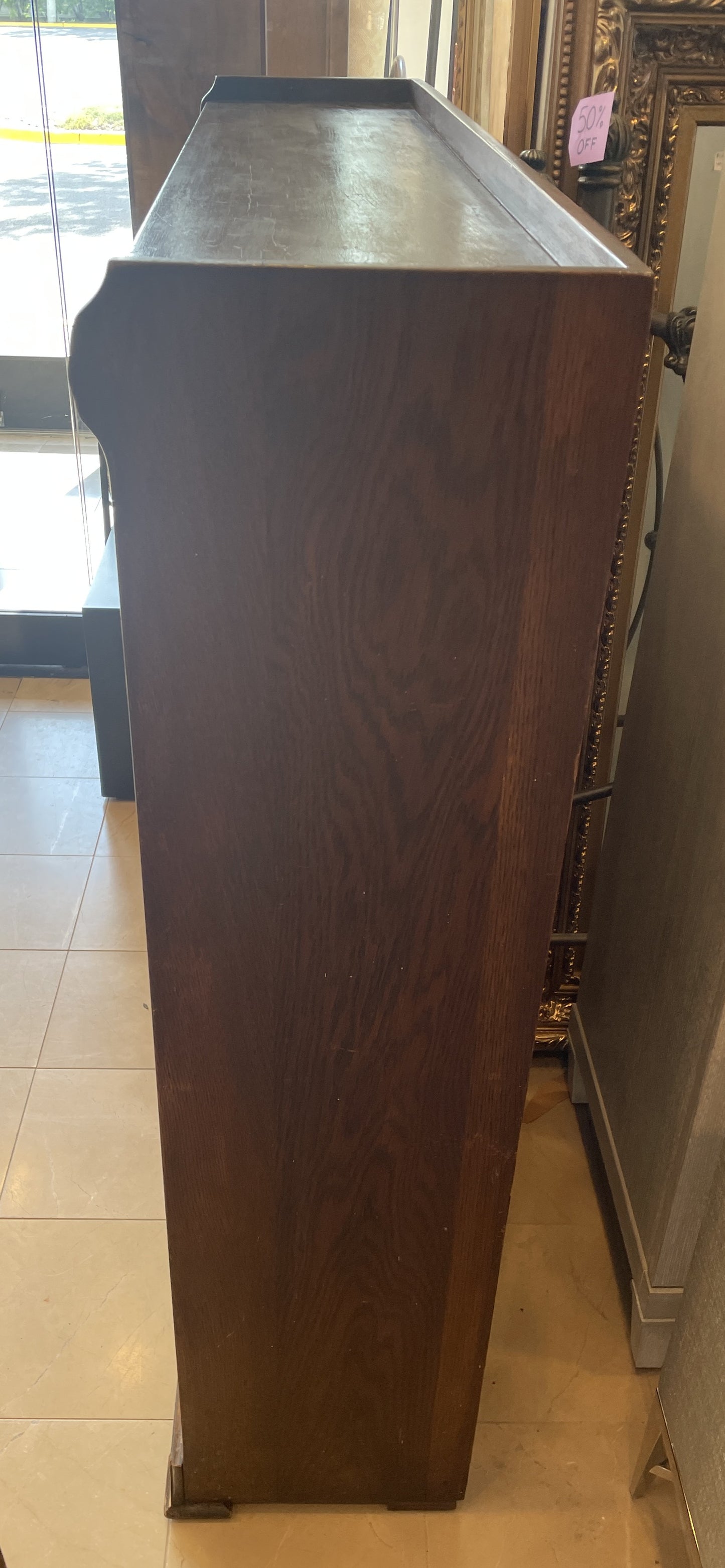 Antique Oak Three Door Bookcase, AS IS (0OW002)