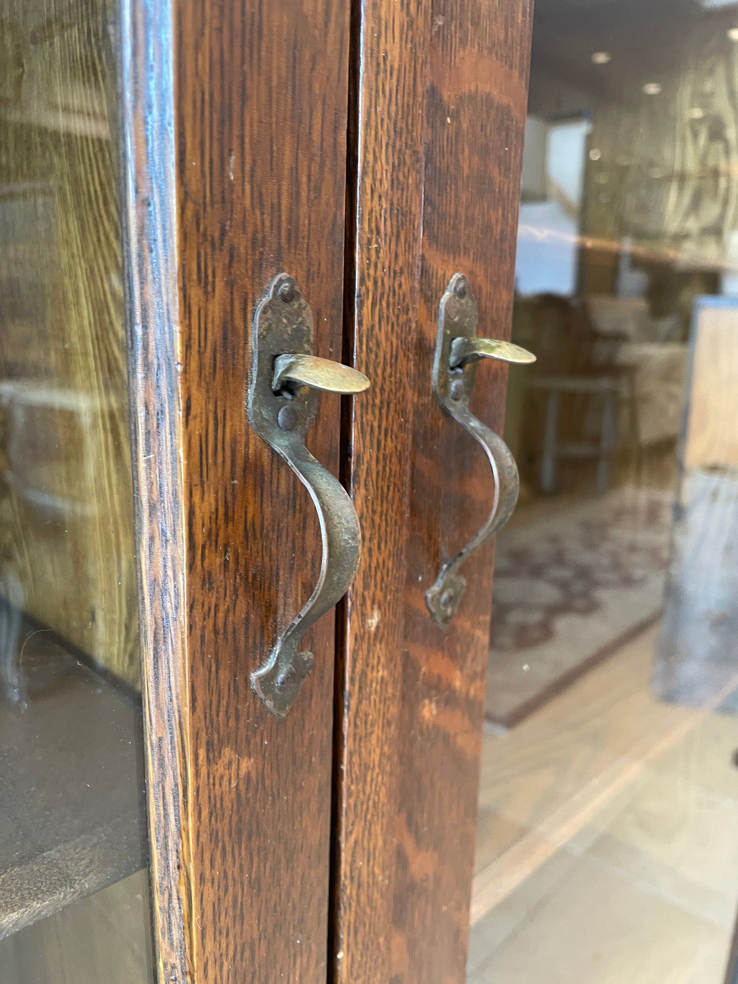 Antique Oak Three Door Bookcase, AS IS (0OW002)