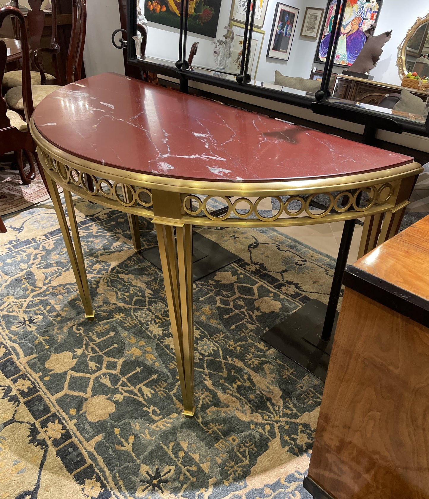 Marble and Brass Demilune Console (1GCA1J)