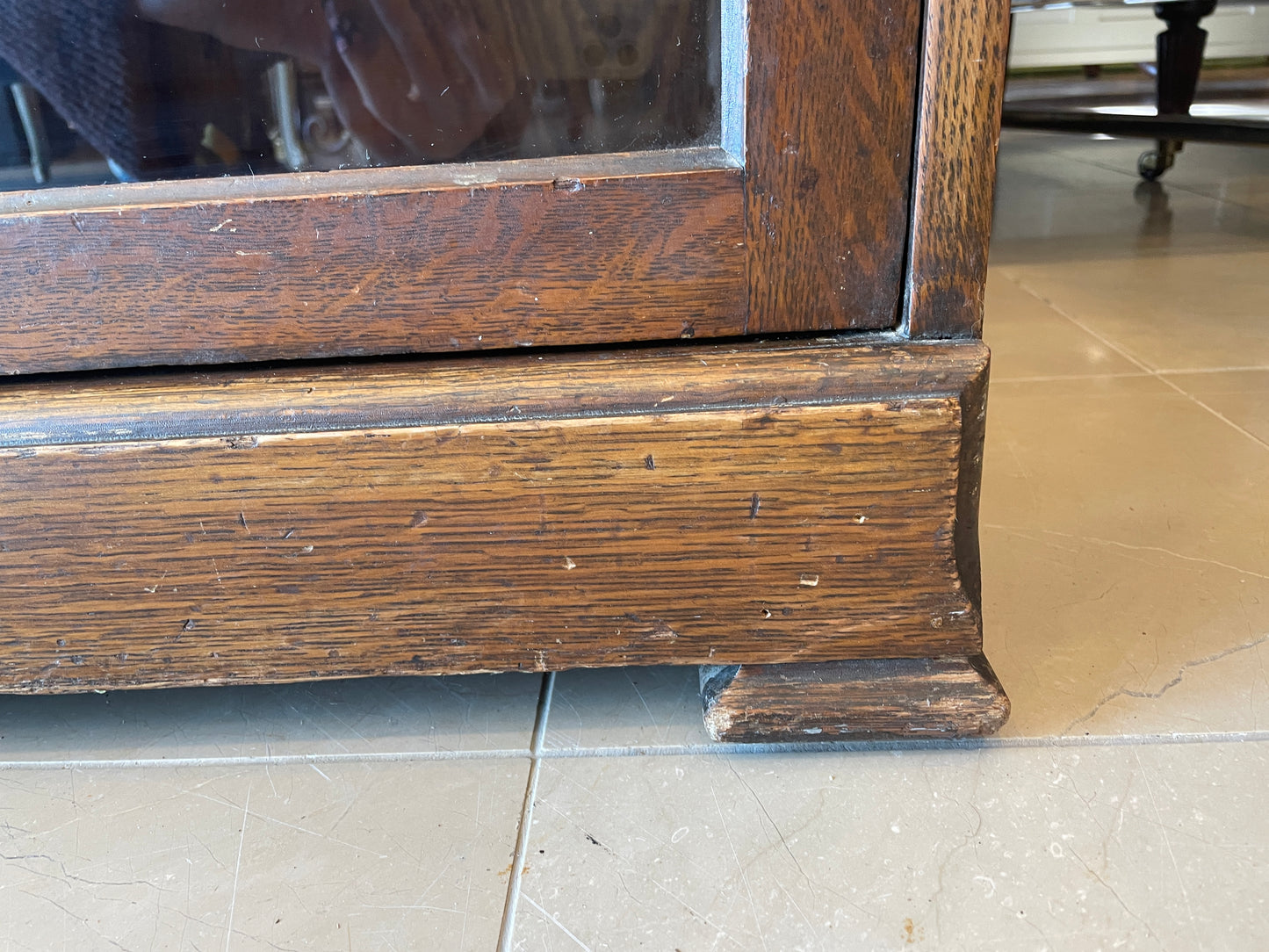 Antique Oak Three Door Bookcase, AS IS (0OW002)