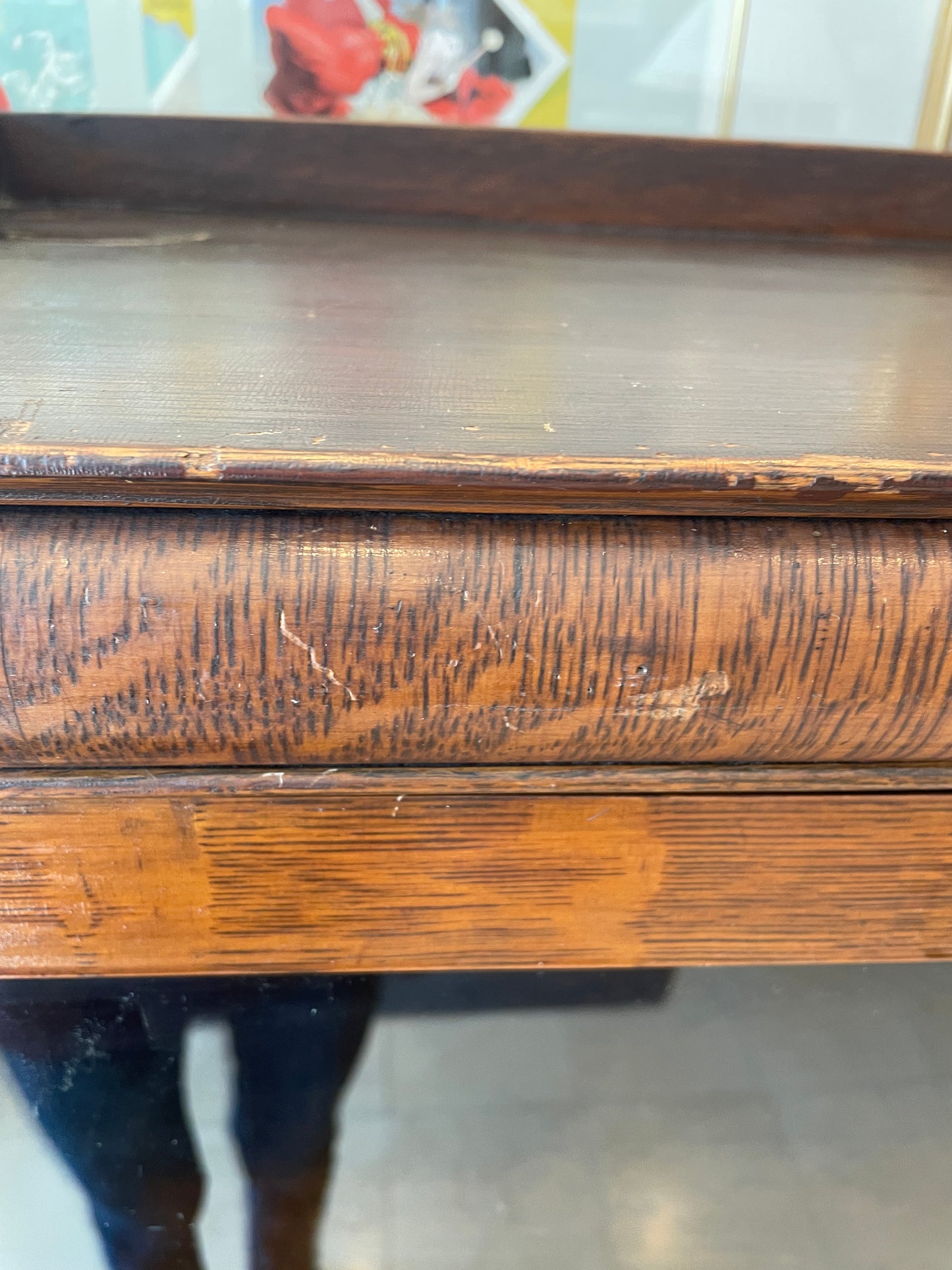 Antique Oak Three Door Bookcase, AS IS (0OW002)