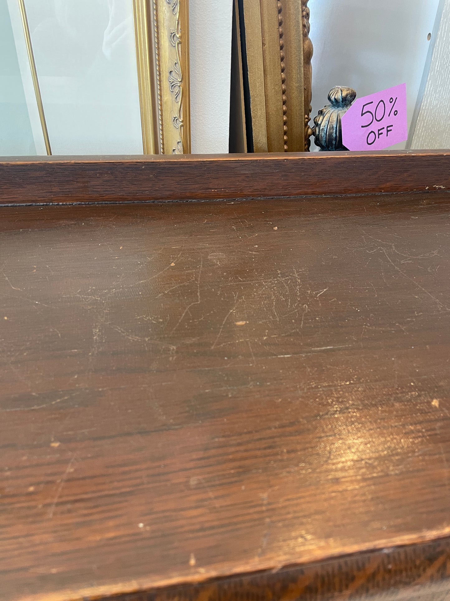 Antique Oak Three Door Bookcase, AS IS (0OW002)
