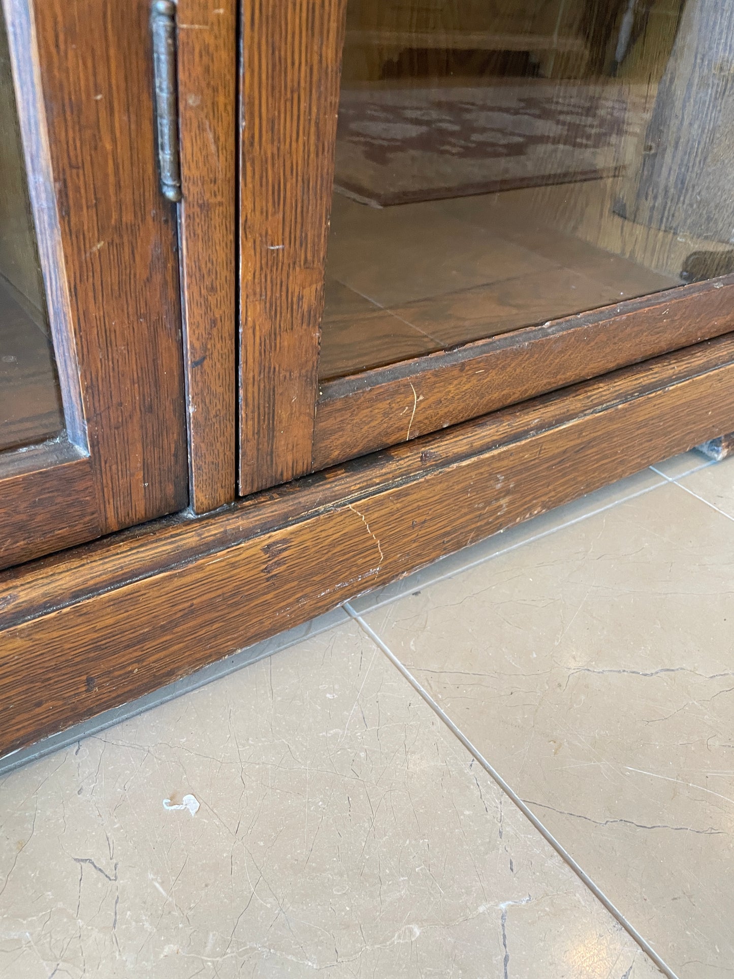 Antique Oak Three Door Bookcase, AS IS (0OW002)