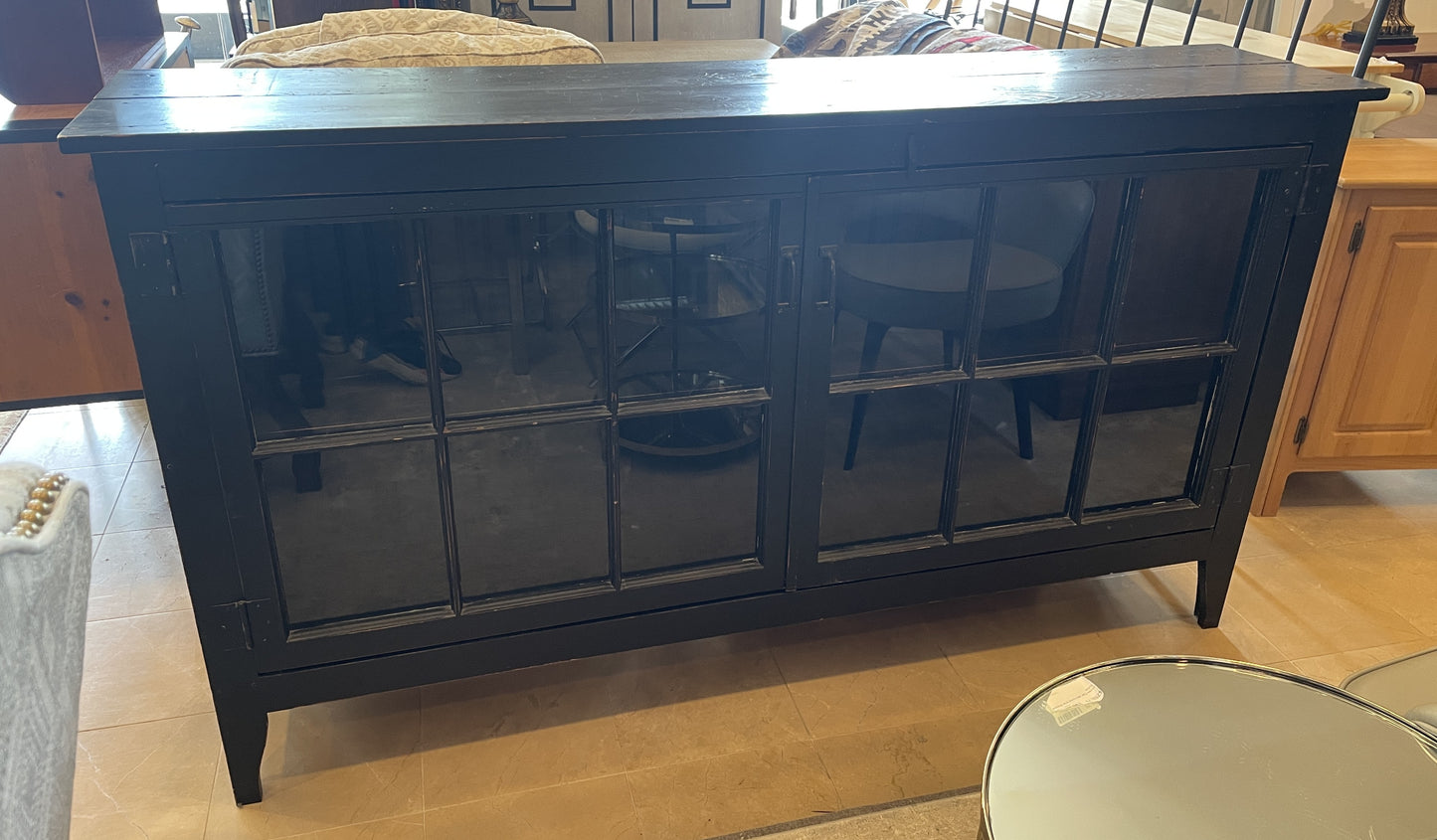 Rustic Sideboard with Two Glass Paned Doors (0OW003)