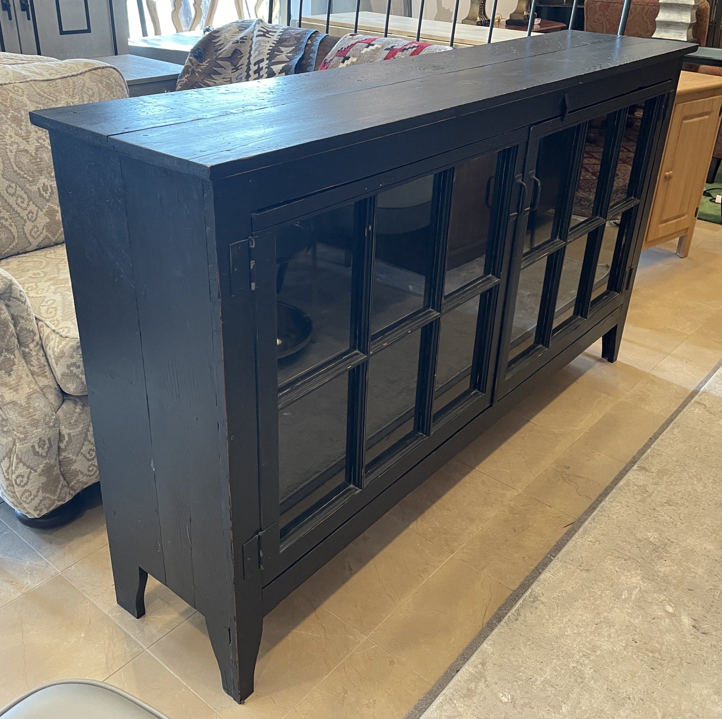 Rustic Sideboard with Two Glass Paned Doors (0OW003)