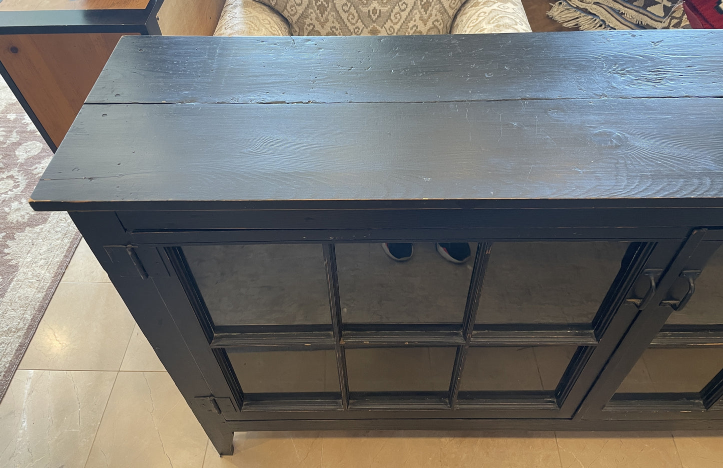 Rustic Sideboard with Two Glass Paned Doors (0OW003)