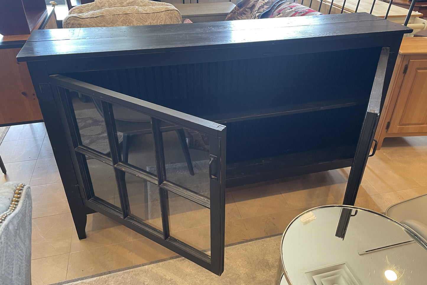 Rustic Sideboard with Two Glass Paned Doors (0OW003)