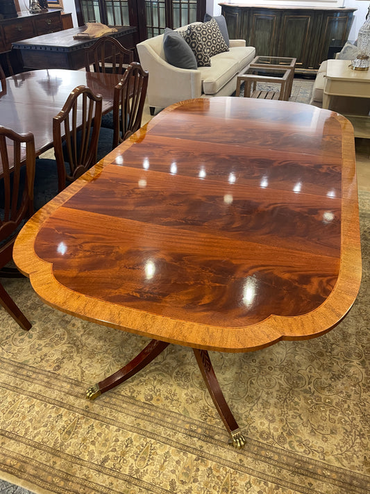 Baker Historic Charleston Banded Double Pedestal Dining Table AS IS
