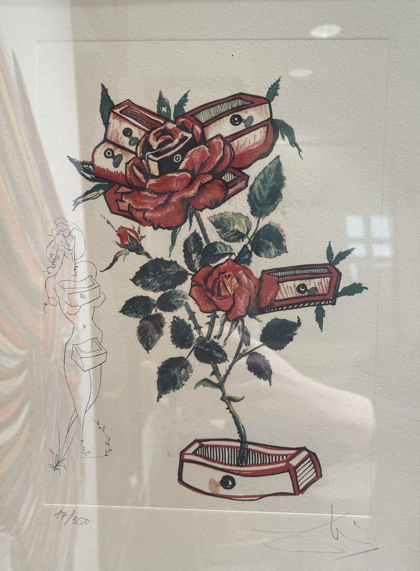 Salvador Dali "Florals Rose" Engraving, Signed (01D01H)