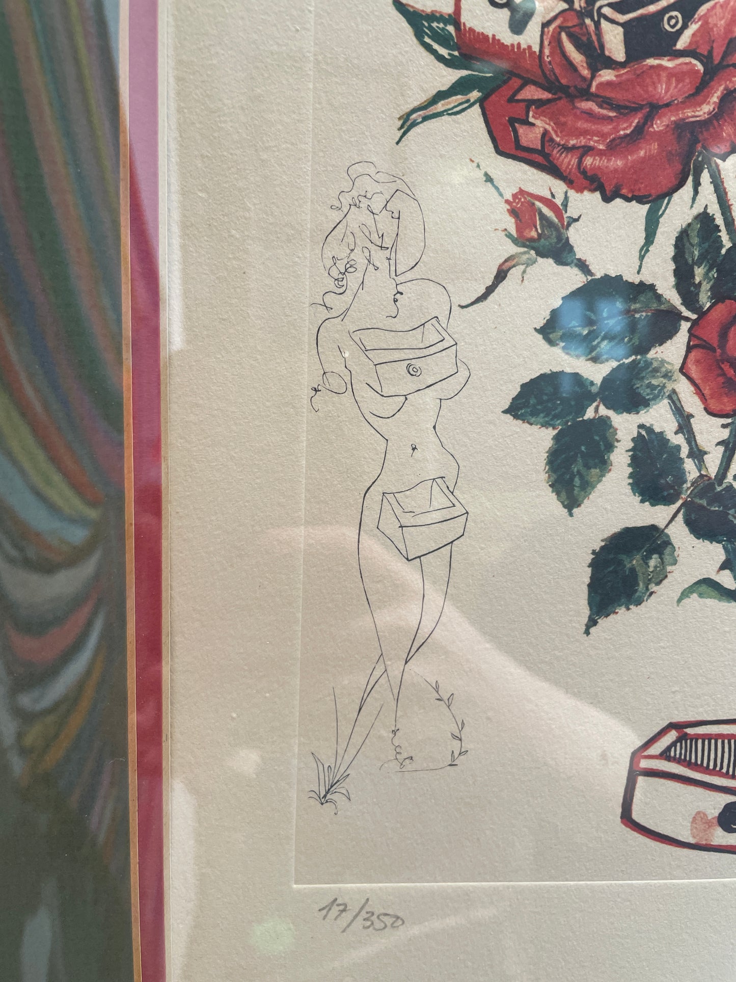 Salvador Dali "Florals Rose" Engraving, Signed (01D01H)