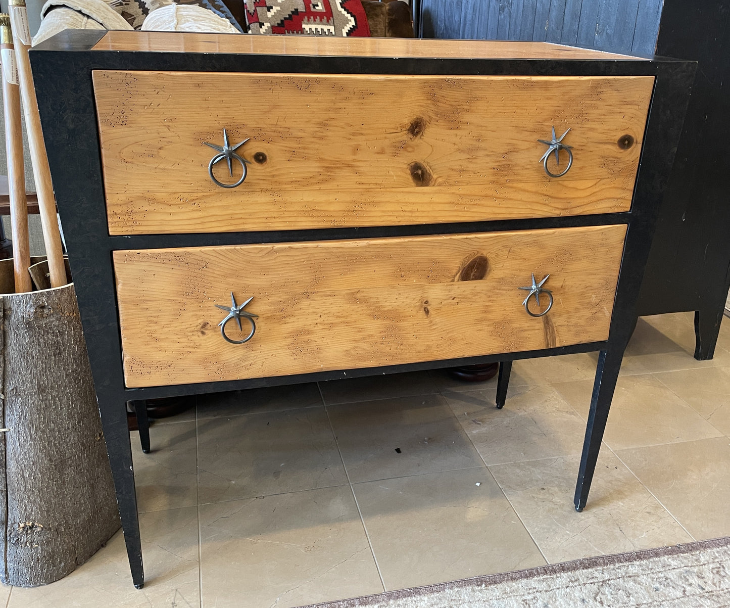 Milling Road Two Drawer Chest with Star Pulls, AS IS (0ED00B)