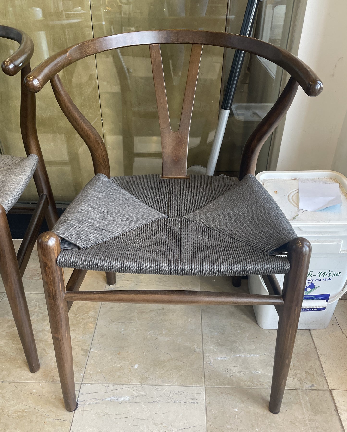 Crate and Barrel Crescent Dining Chairs with Rushed Seat, set of 4 (0L700L)