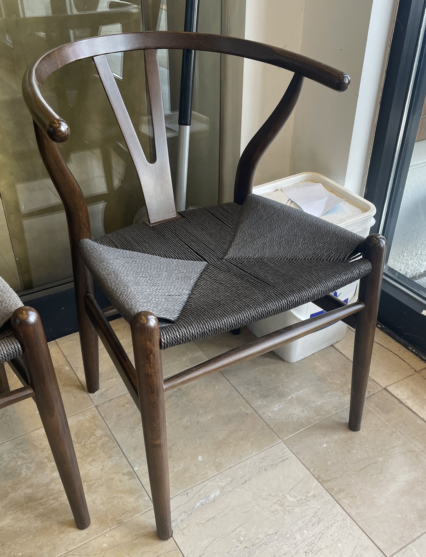 Crate and Barrel Crescent Dining Chairs with Rushed Seat, set of 4 (0L700L)