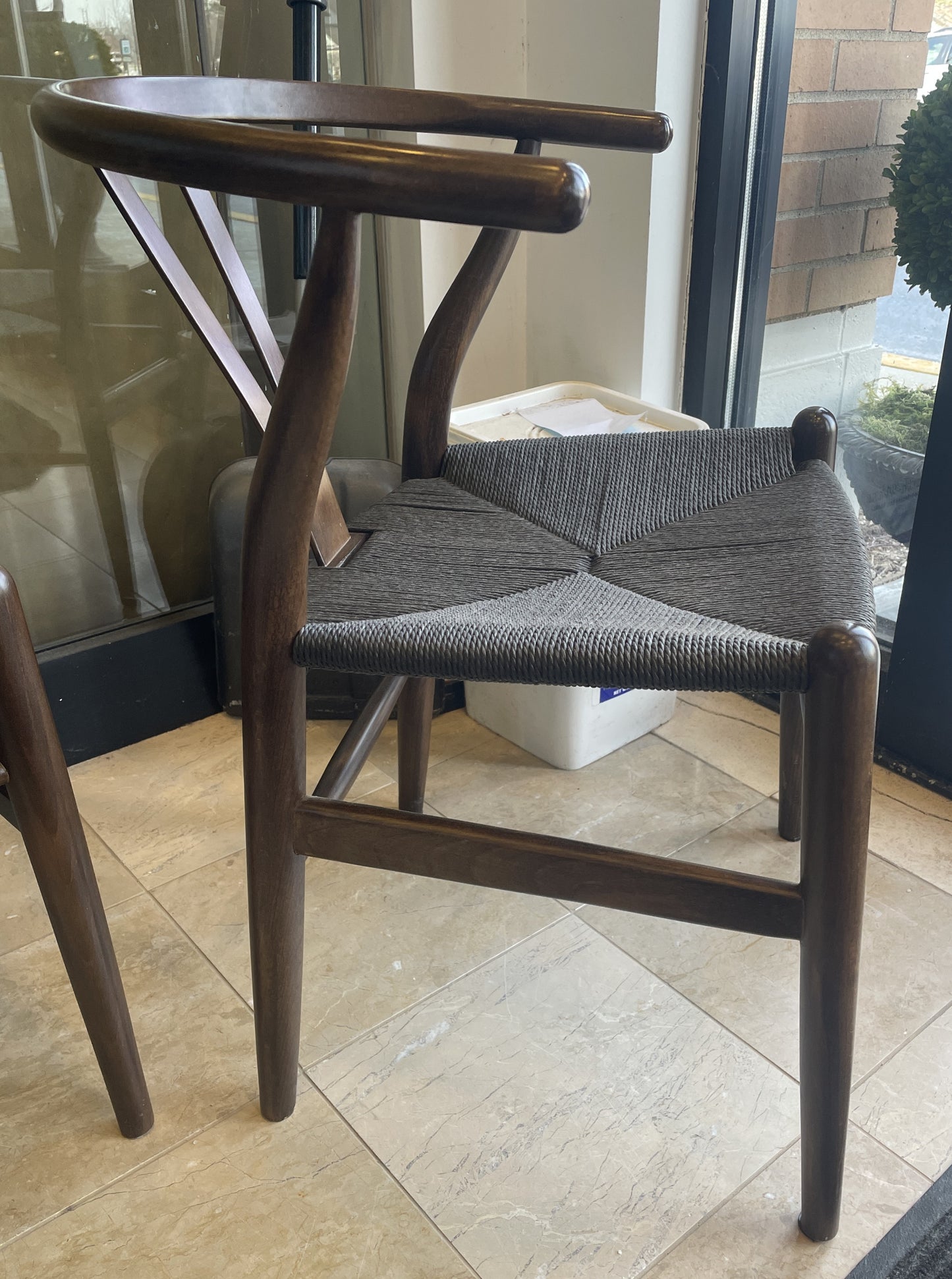 Crate and Barrel Crescent Dining Chairs with Rushed Seat, set of 4 (0L700L)