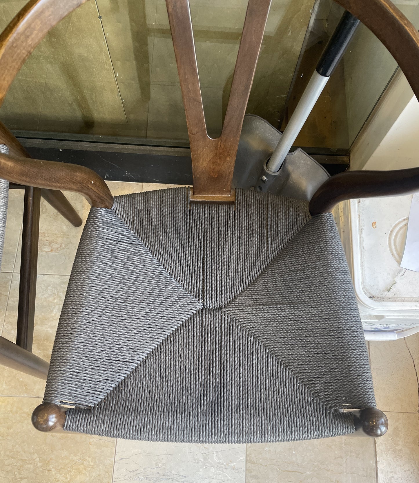 Crate and Barrel Crescent Dining Chairs with Rushed Seat, set of 4 (0L700L)