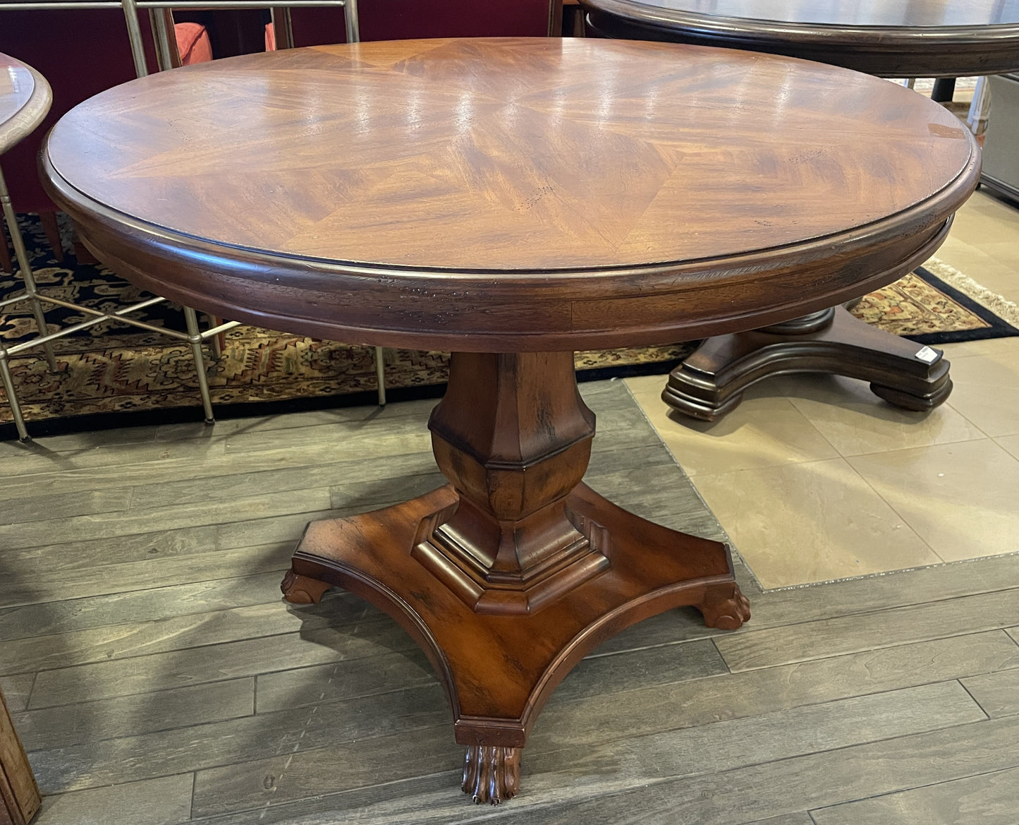Starburst Veneer Top Center Table with Claw Feet, AS IS (0ED00H)