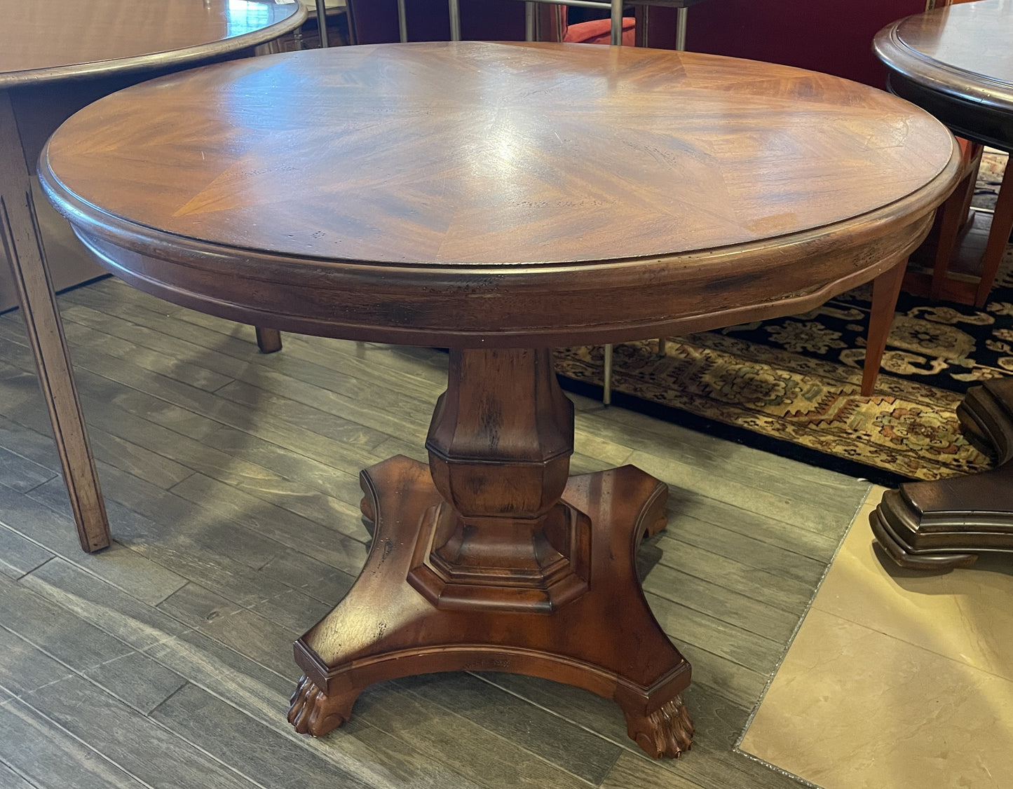 Starburst Veneer Top Center Table with Claw Feet, AS IS (0ED00H)