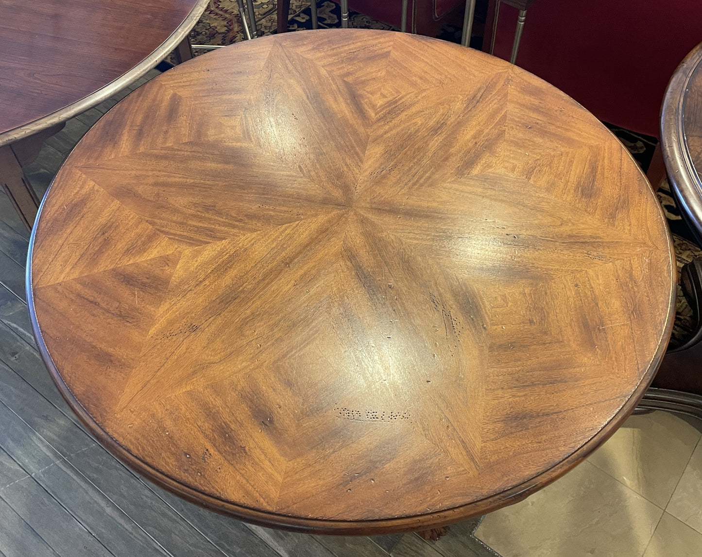 Starburst Veneer Top Center Table with Claw Feet, AS IS (0ED00H)