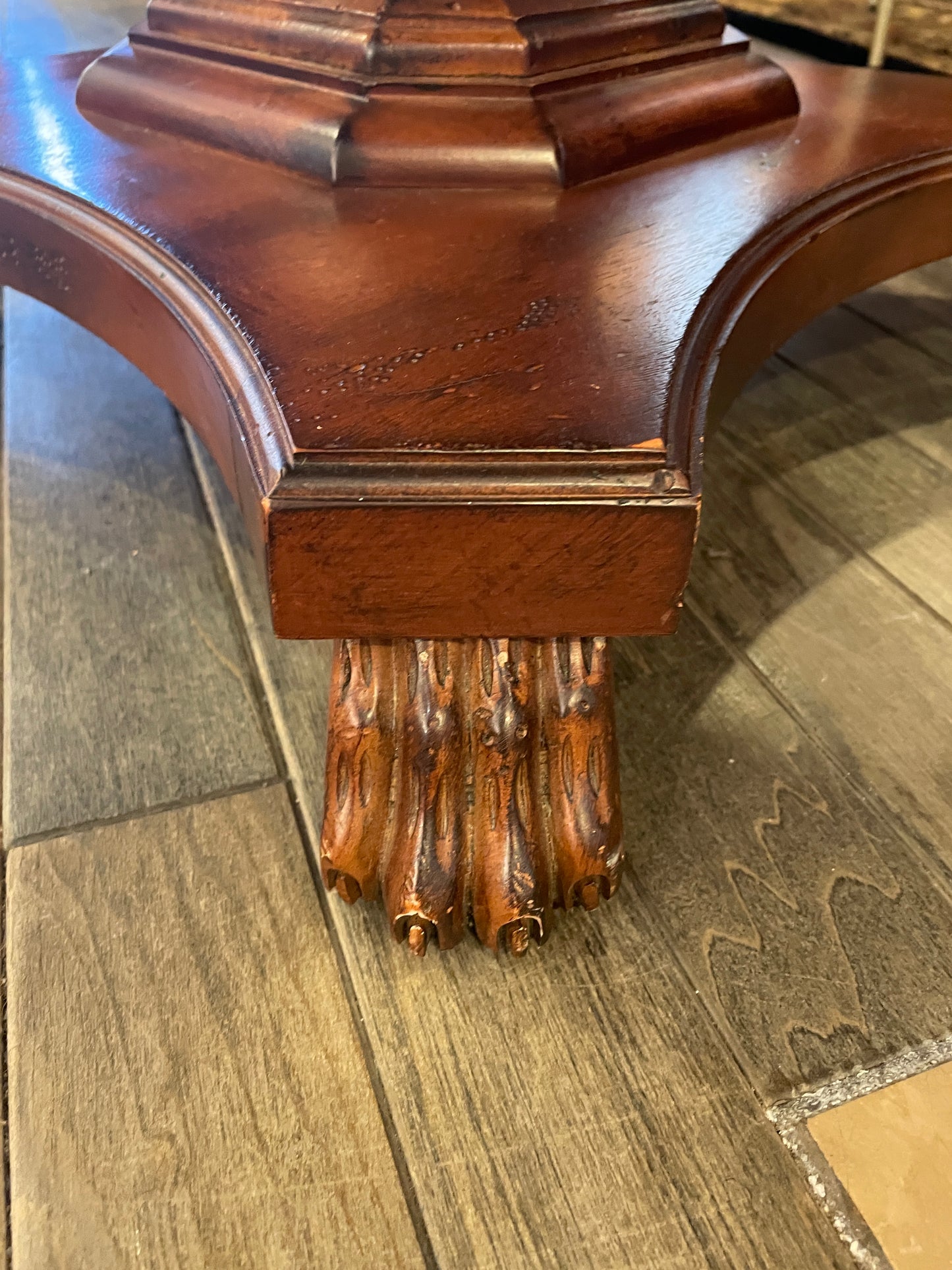 Starburst Veneer Top Center Table with Claw Feet, AS IS (0ED00H)