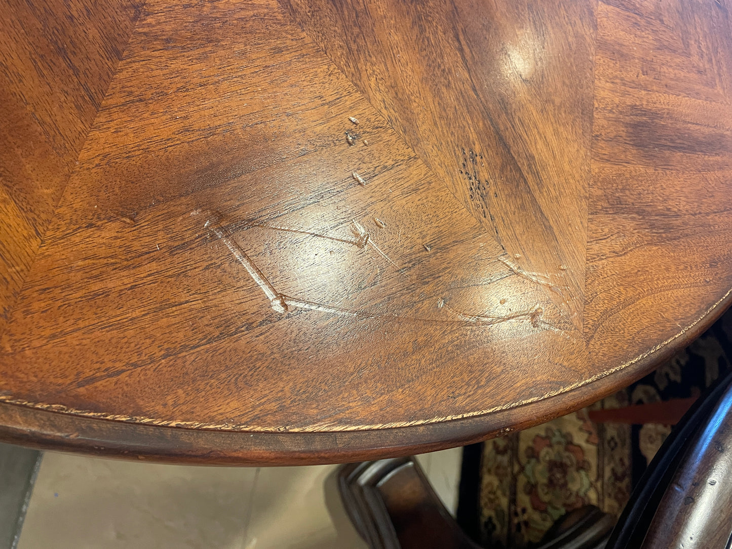 Starburst Veneer Top Center Table with Claw Feet, AS IS (0ED00H)