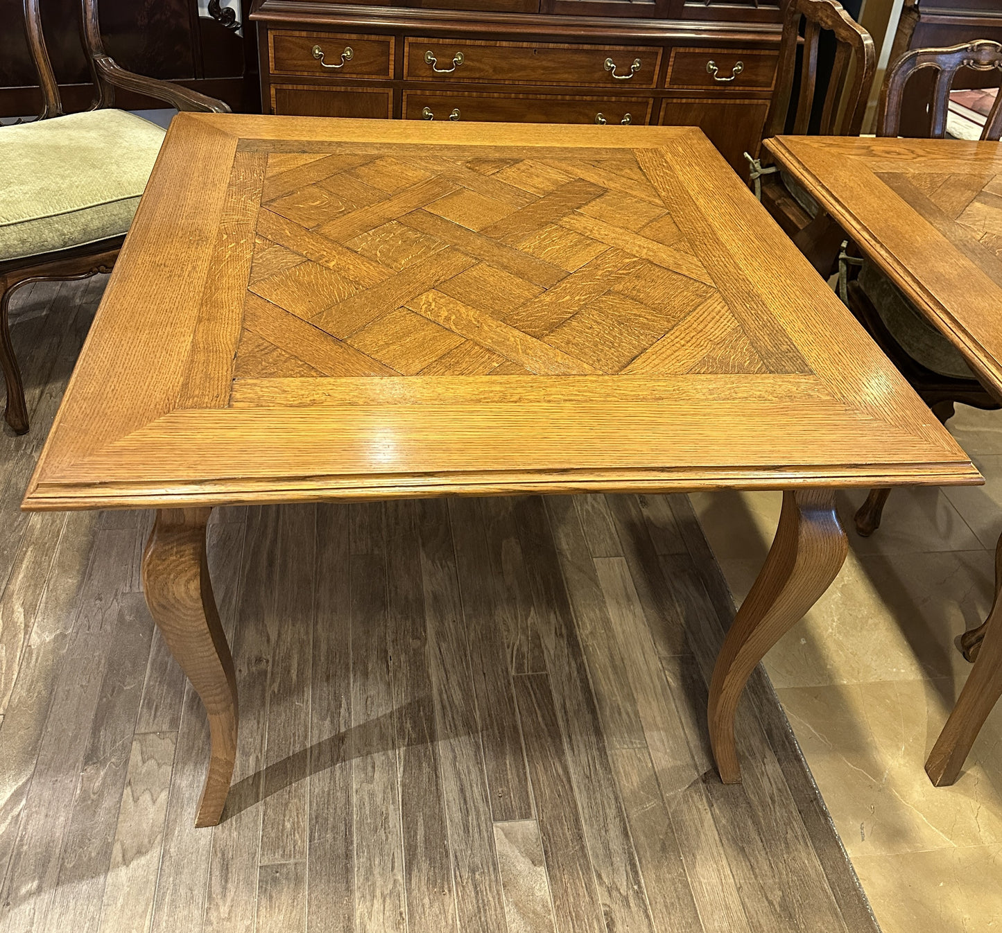 Pierre Colletier Oak Parquet Game Table (0NW006, 0NW005) (Two Available)