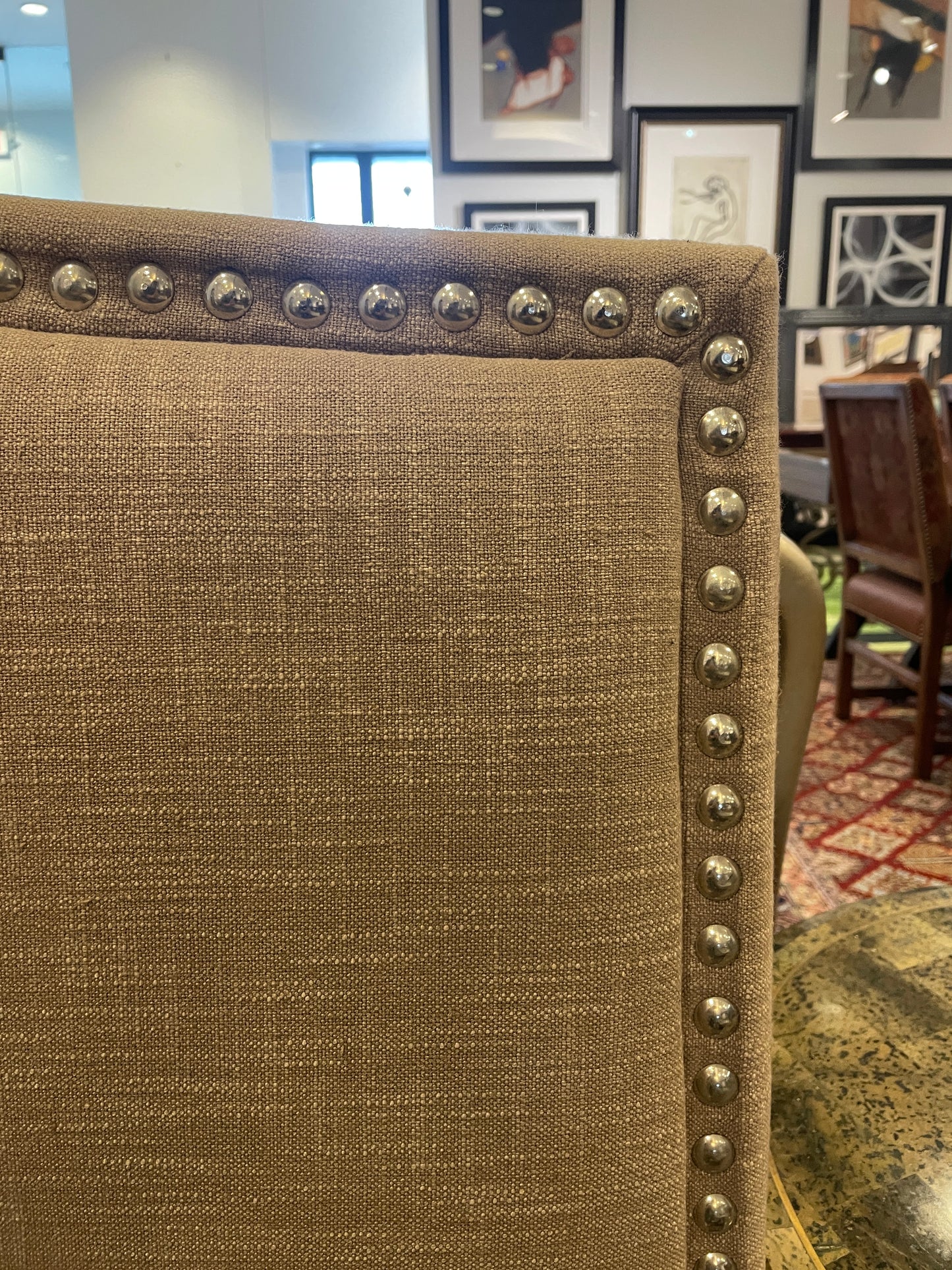 Upholstered Headboard, Taupe with Nailheads (0L701U)