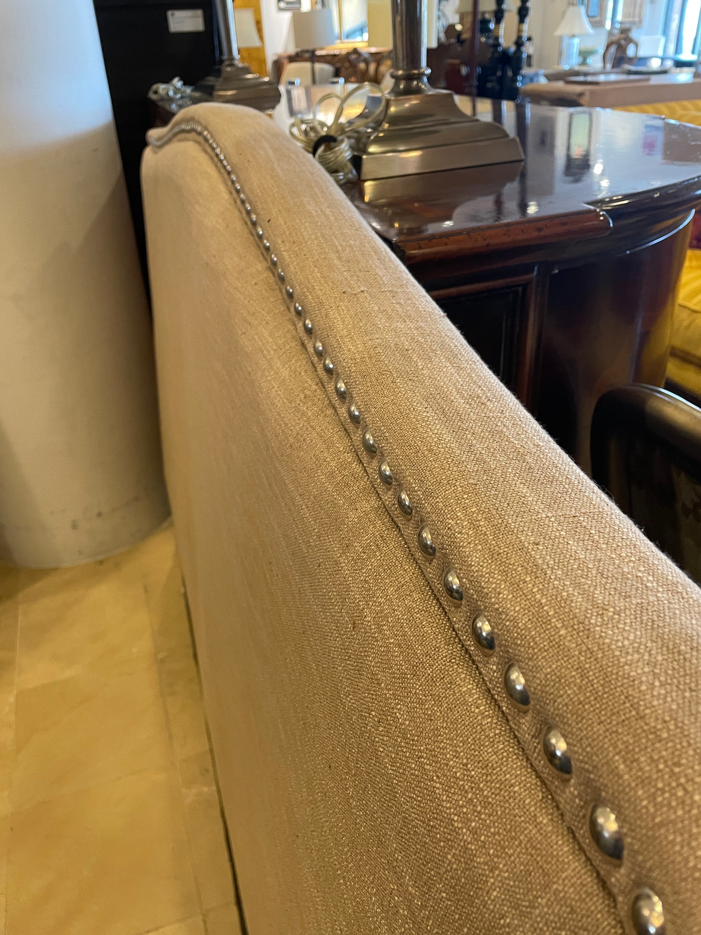 Upholstered Headboard, Taupe with Nailheads (0L701U)
