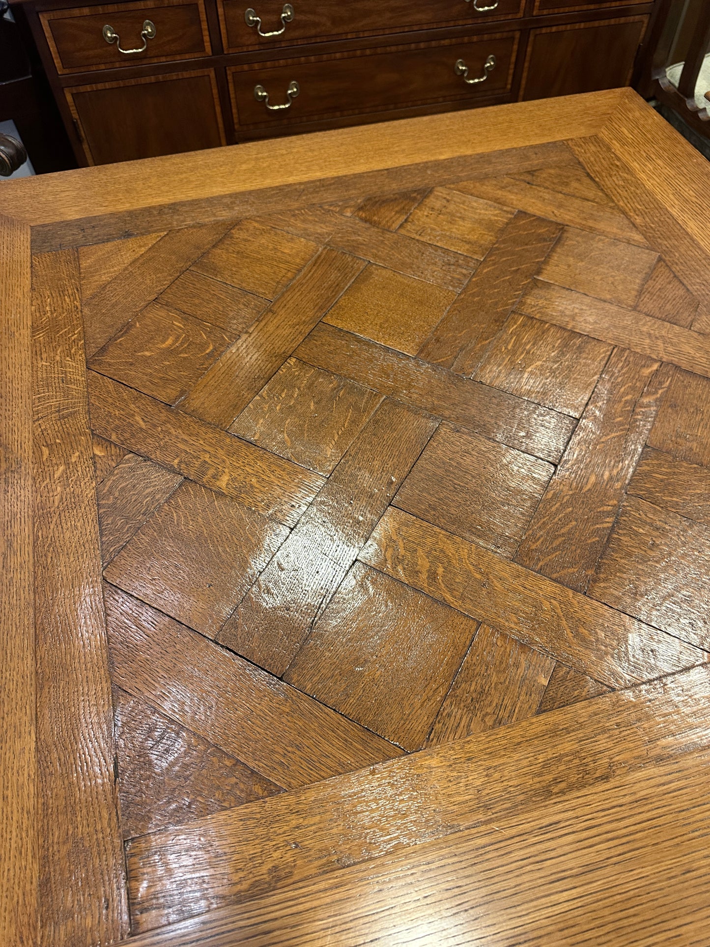 Pierre Colletier Oak Parquet Game Table (0NW006, 0NW005) (Two Available)