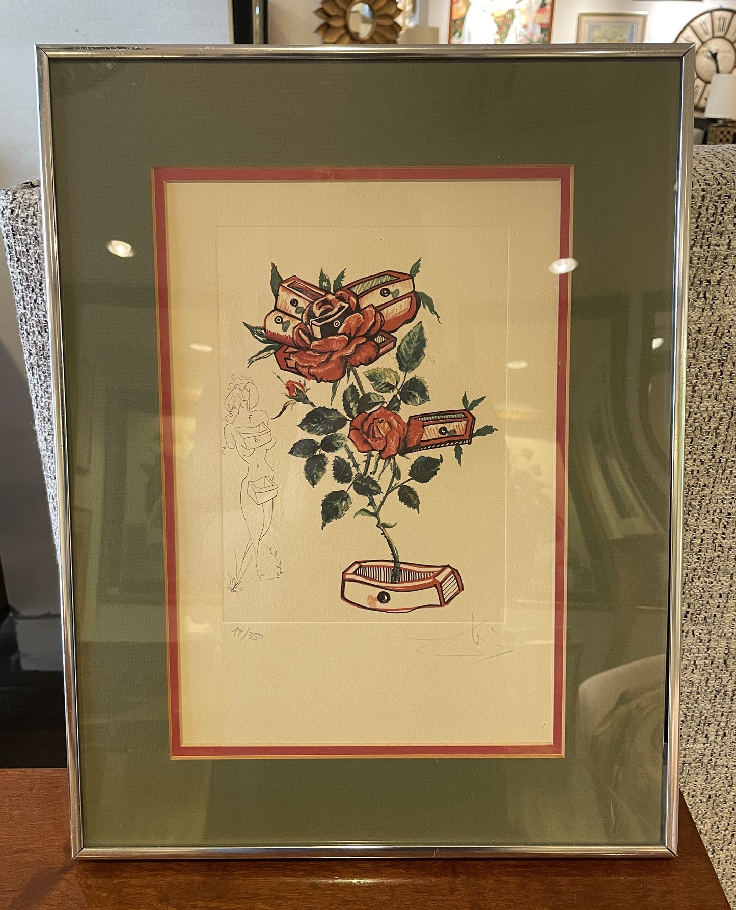 Salvador Dali "Florals Rose" Engraving, Signed (01D01H)