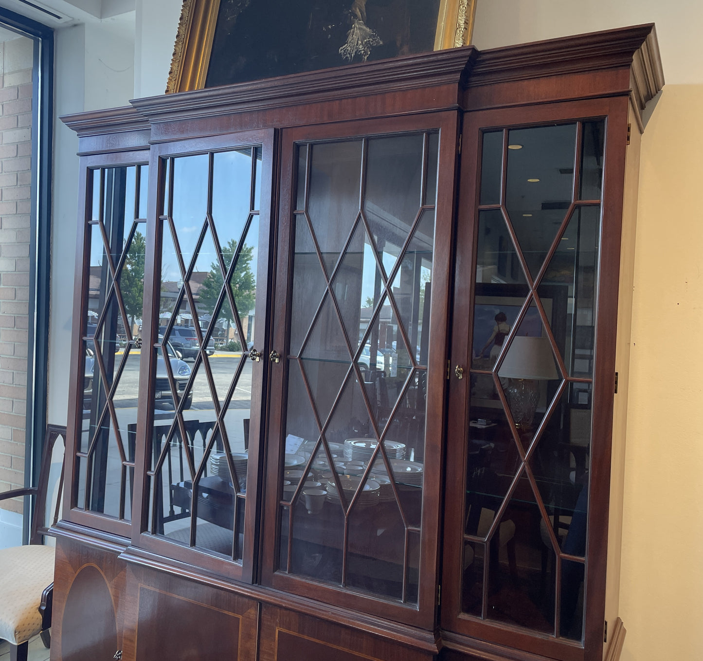 Baker Chippendale Mahogany Breakfront, AS IS (0OX003)