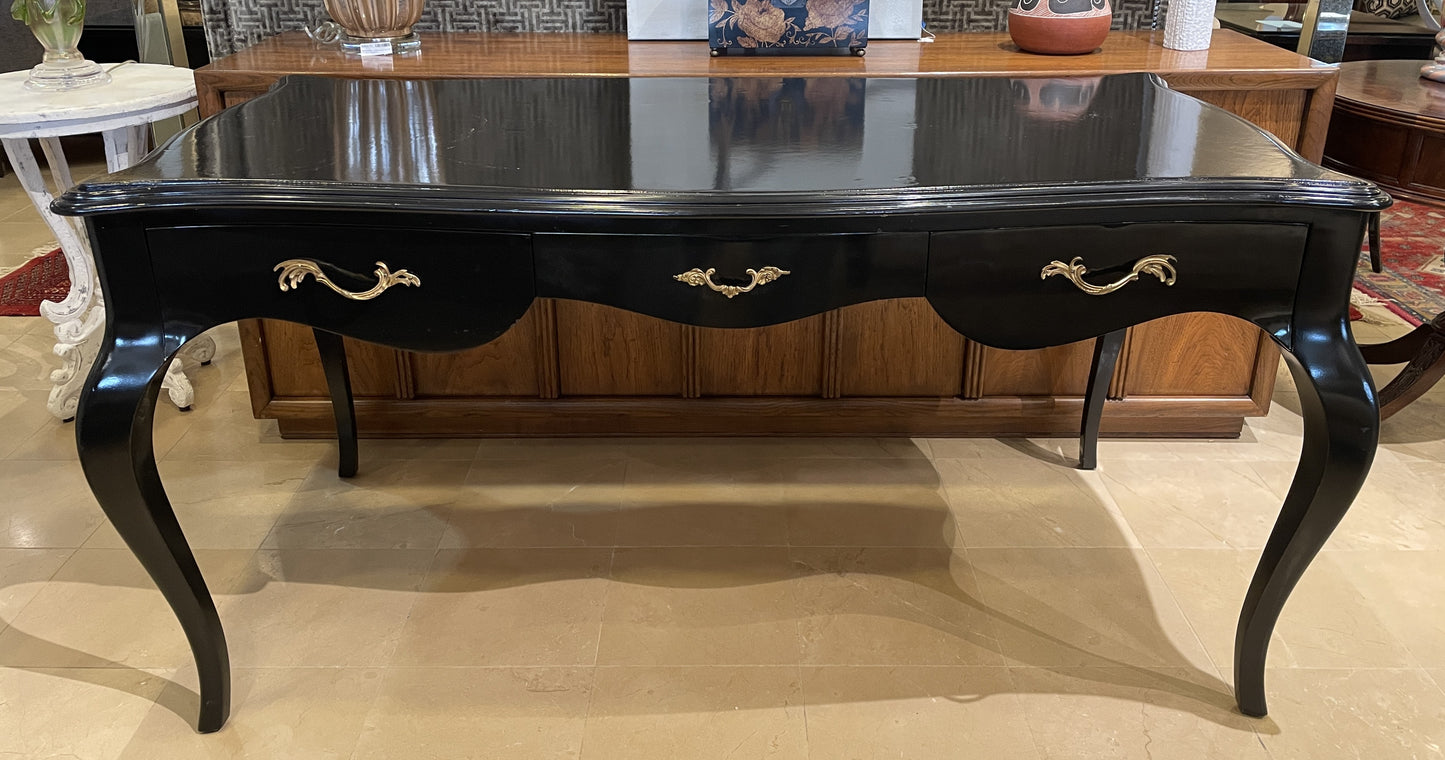 Regency Style Black desk with Leather Top (0L7001)