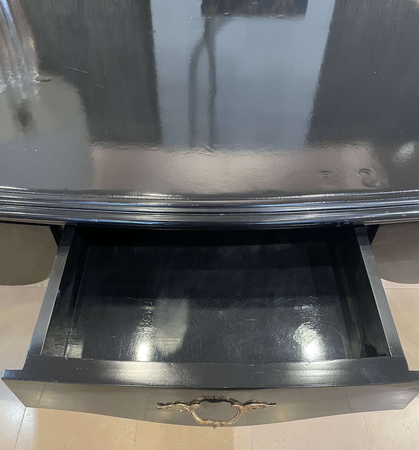 Regency Style Black desk with Leather Top (0L7001)