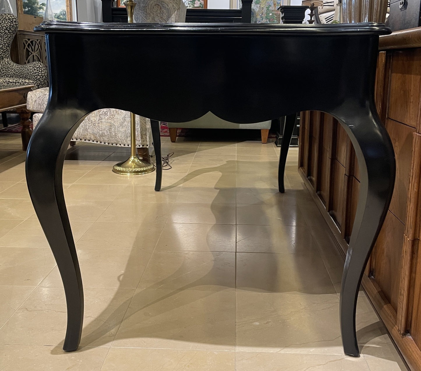 Regency Style Black desk with Leather Top (0L7001)