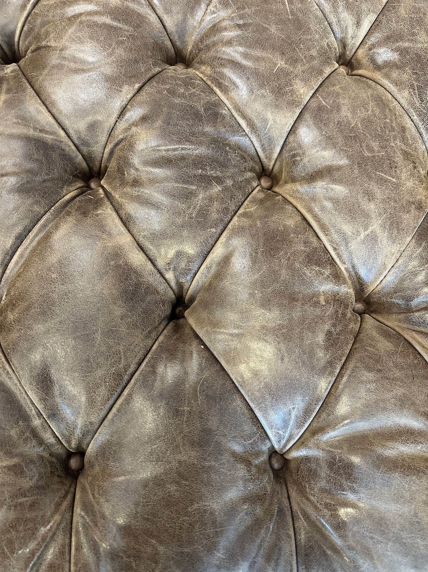 Walter E Smith Tufted Leather Ottoman, AS IS (0NT00A)