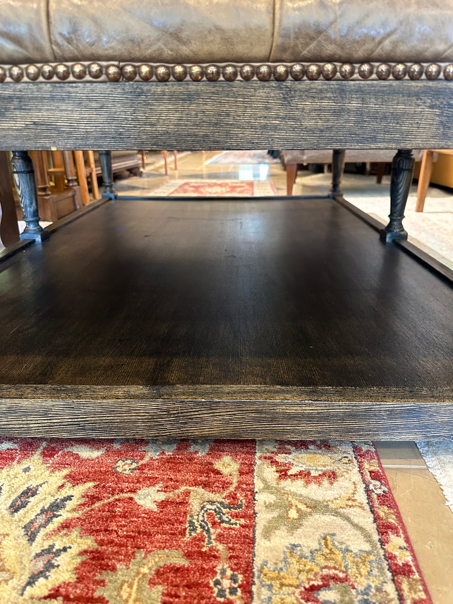 Walter E Smith Tufted Leather Ottoman, AS IS (0NT00A)