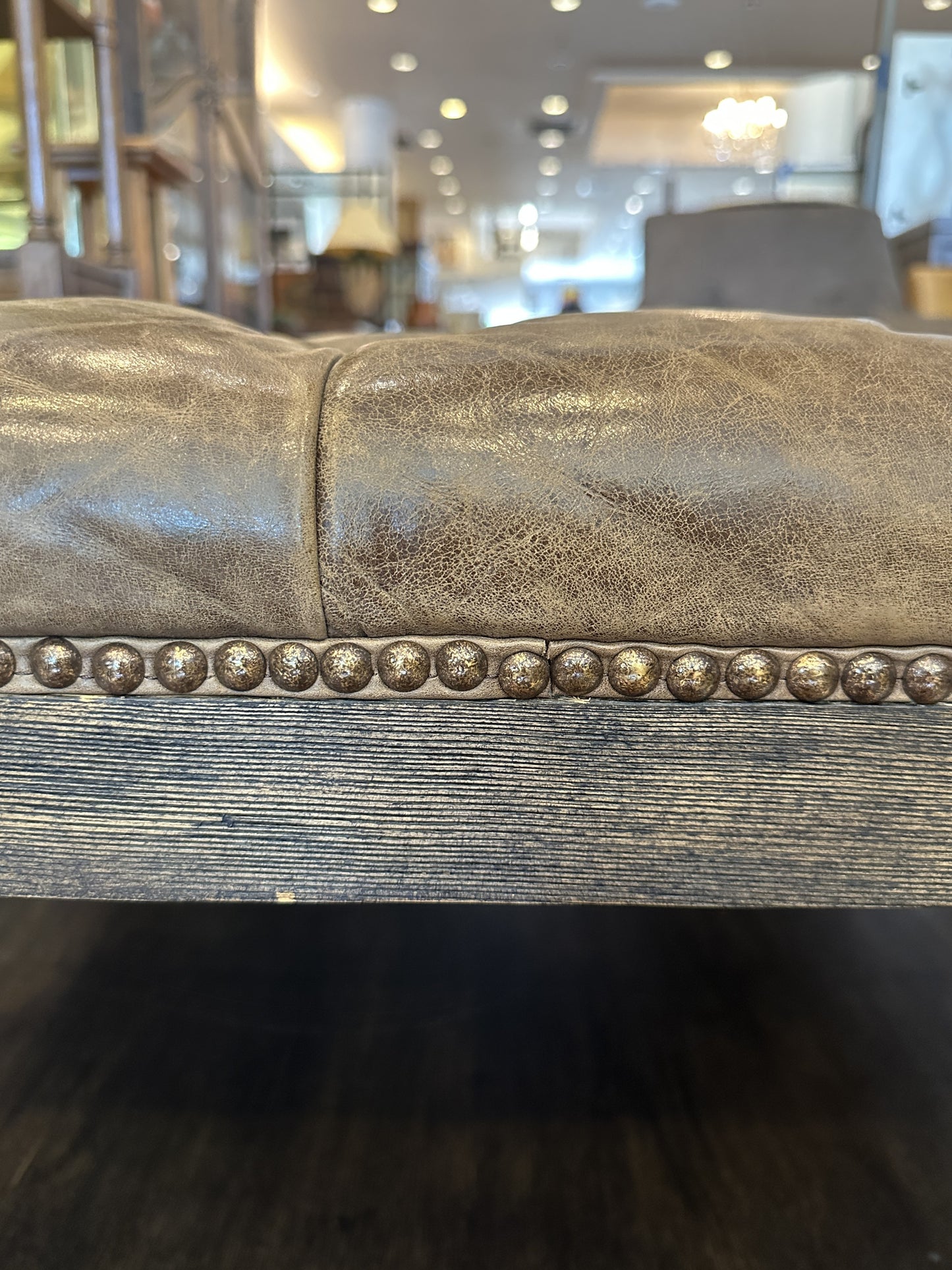 Walter E Smith Tufted Leather Ottoman, AS IS (0NT00A)