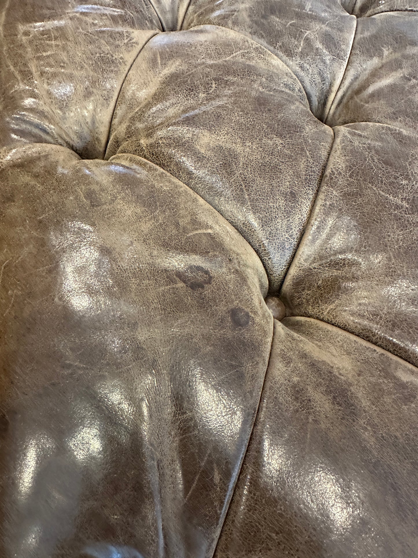 Walter E Smith Tufted Leather Ottoman, AS IS (0NT00A)