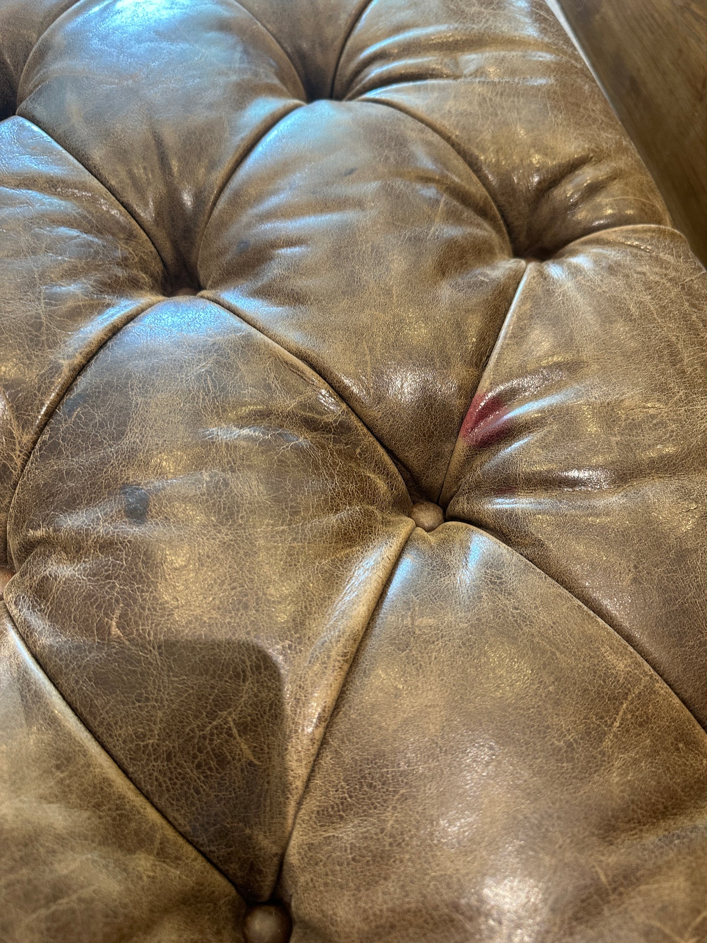 Walter E Smith Tufted Leather Ottoman, AS IS (0NT00A)